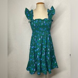 Hill House Teal Dress with Blue Floral Design